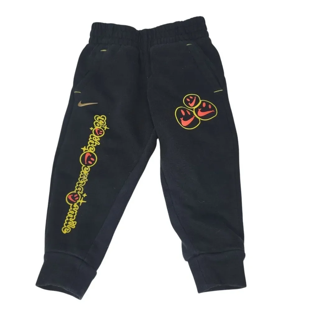 Nike Kids Toddler Size 2T Go the Extra Smiles Graphic Black Yellow Red Sweatpant
